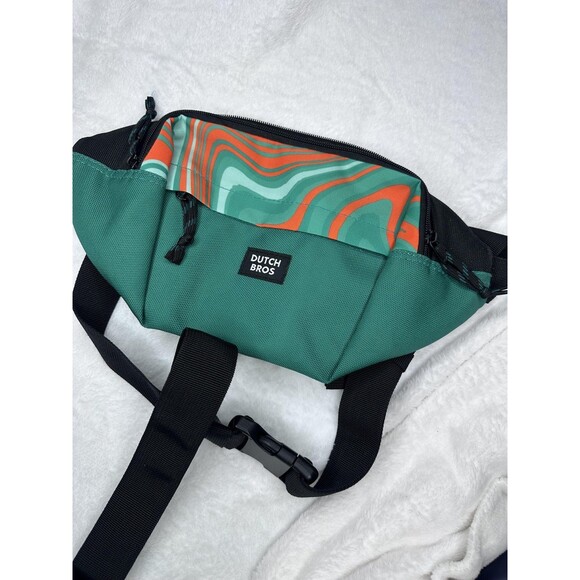 Dutch Bros Handbags - Dutch Bros Belt Bag Womens Medium Green Abstract Fanny Pack Adjustable Zip Strap